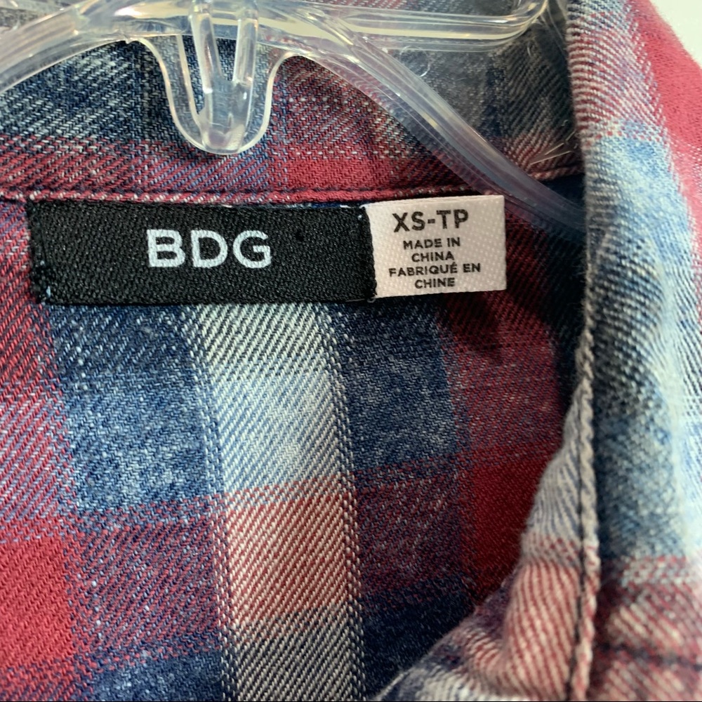 BDG Blue and Red Plaid Button Down - Picture 4 of 6